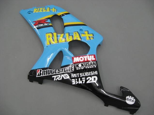 Billigste Suzuki GSXR1000 Motorrad Verkleidung 2000-2002 - Hellblau Gelb Schwarz Motul Rizla