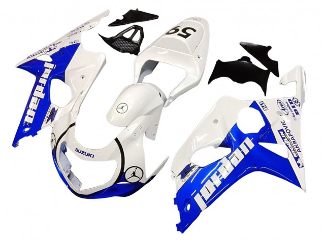 Billigste Suzuki GSXR1000 Motorrad Verkleidung 2000-2002 - Weiss Blau Jordan 59