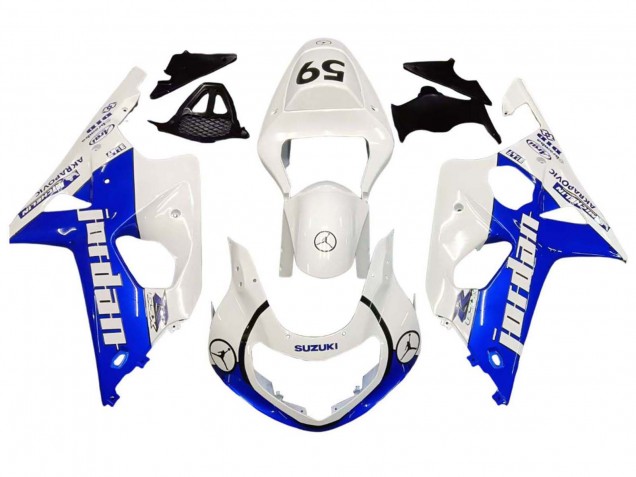 Billigste Suzuki GSXR1000 Motorrad Verkleidung 2000-2002 - Weiss Blau Jordan 59