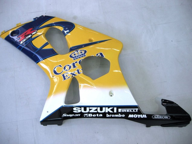 Billigste Suzuki GSXR1000 Motorrad Verkleidung 2000-2002 - Gelb Dunkel Blau Weiss Motul Corona