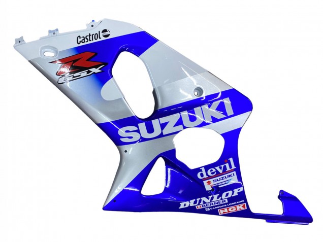 Billigste Suzuki GSXR1000 Motorrad Verkleidung 2000-2002 - Blau Weiss Silber Castrol Dunlop