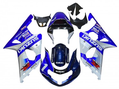 Billigste Suzuki GSXR1000 Motorrad Verkleidung 2000-2002 - Blau Weiss Silber Castrol Dunlop