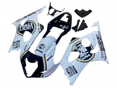 Billigste Suzuki GSXR 1000 Motorrad Verkleidung 2003-2004 - Weiss Schwarz Gold Motul Lucky Strike
