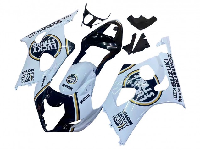 Billigste Suzuki GSXR 1000 Motorrad Verkleidung 2003-2004 - Weiss Schwarz Gold Motul Lucky Strike