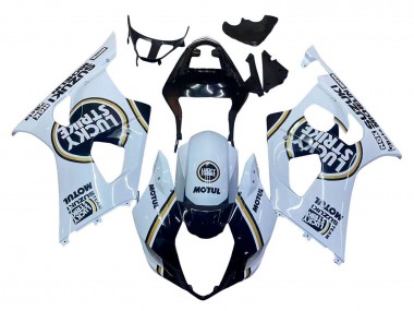 Billigste Suzuki GSXR 1000 Motorrad Verkleidung 2003-2004 - Weiss Schwarz Gold Motul Lucky Strike