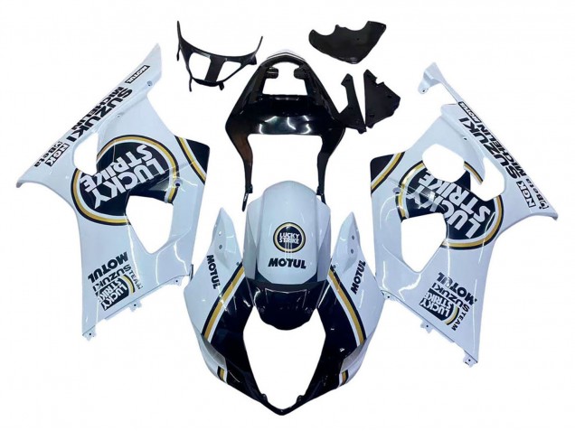 Billigste Suzuki GSXR 1000 Motorrad Verkleidung 2003-2004 - Weiss Schwarz Gold Motul Lucky Strike