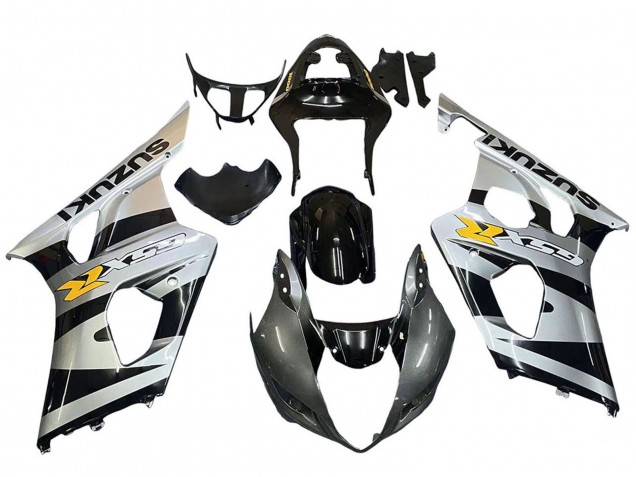 Billigste Suzuki GSXR 1000 Motorrad Verkleidung 2003-2004 - Glanzendes Schwarz Silber Grau Gelb