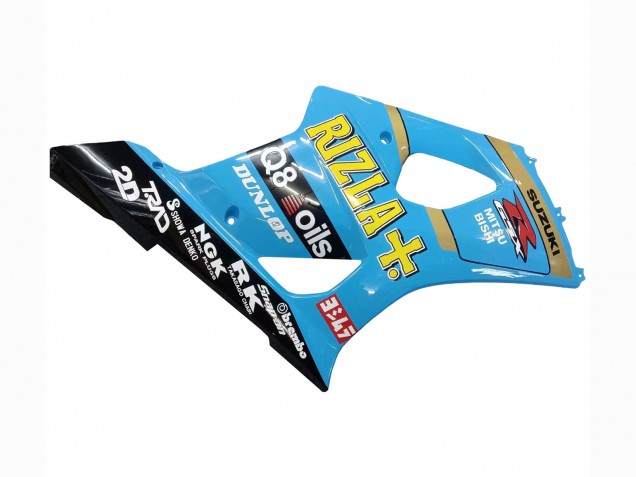 Billigste Suzuki GSXR 1000 Motorrad Verkleidung 2003-2004 - Hellblau Gelb Schwarz Rizla Motul