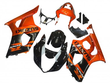 Billigste Suzuki GSXR 1000 Motorrad Verkleidung 2003-2004 - Burnt Orange Glanzendes Schwarz
