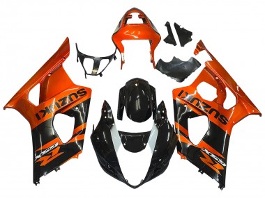 Billigste Suzuki GSXR 1000 Motorrad Verkleidung 2003-2004 - Burnt Orange Glanzendes Schwarz