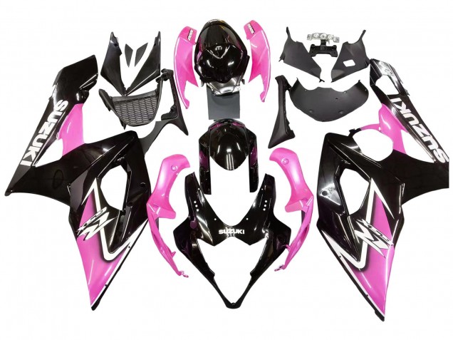 Billigste Suzuki GSXR 1000 Motorrad Verkleidung 2005-2006 - Glanzendes Schwarz Rosa
