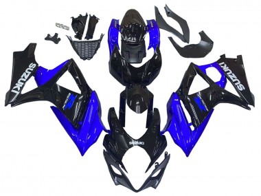 Billigste Suzuki GSXR 1000 Motorrad Verkleidung Kit 2007-2008 - Blau Glanzendes Schwarz