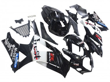 Billigste Suzuki GSXR 1000 Motorrad Verkleidung 2007-2008 - Glanzendes Schwarz Weiss West