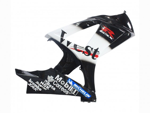 Billigste Suzuki GSXR 1000 Motorrad Verkleidung 2007-2008 - Glanzendes Schwarz Weiss West