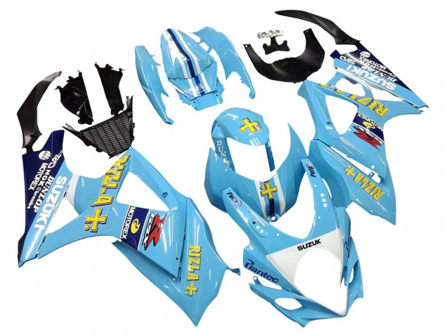 Billigste Suzuki GSXR 1000 Motorrad Verkleidung 2007-2008 - Hellblau Gelb Schwarz Motul Rizla
