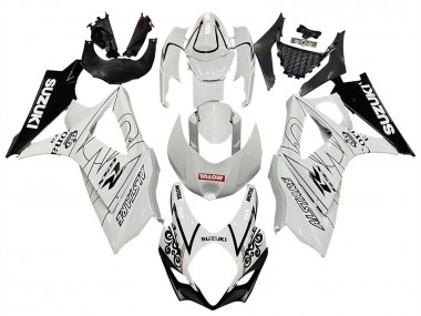 Billigste Suzuki GSXR 1000 Motorrad Verkleidung 2007-2008 - Weiss Schwarz Alstare Corona Motul