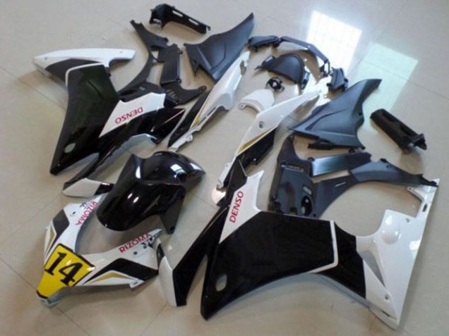 Billigste Honda CBR500R Motorrad Verkleidung 2013-2015 - Weiss Gelb Glanzendes Schwarz Denso