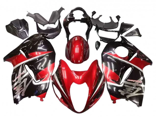 Billigste Suzuki GSXR 1300 Hayabusa Motorrad Verkleidung 1996-2007 - Rot Glanzendes Schwarz Hayabusa