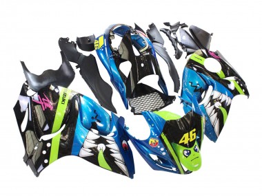 Billigste Suzuki GSXR 1300 Hayabusa Motorrad Verkleidung 2008-2020 - Blau Grun Schwarz Hai 46
