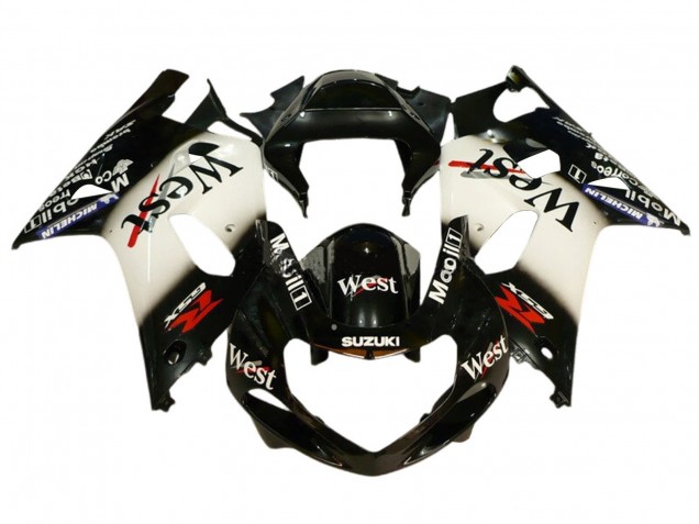 Billigste Suzuki GSXR 600 / GSXR 750 Motorrad Verkleidung 2001-2003 - Glanzendes Schwarz Weiss West Rot