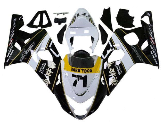 Billigste Suzuki GSXR 600 / GSXR 750 Motorrad Verkleidung 2004-2005 - Weiss Schwarz Gelb Dunkel Dog 71