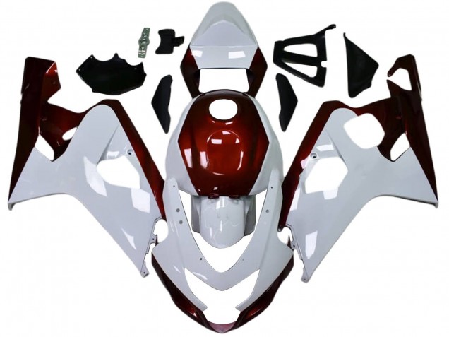 Billigste Suzuki GSXR 600 / GSXR 750 Motorrad Verkleidung 2004-2005 - Weiss Bonbon Rot Schwarz