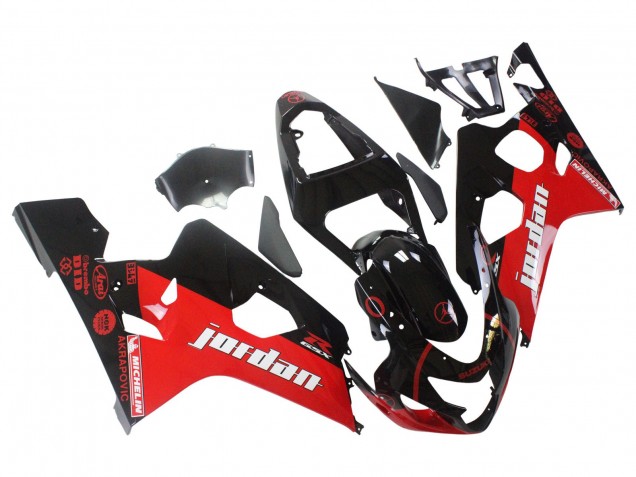 Billigste Suzuki GSXR 600 / GSXR 750 Motorrad Verkleidung 2004-2005 - Glanzendes Schwarz Rot Jordan Michelin