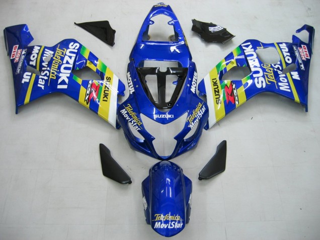 Billigste Suzuki GSXR 600 / GSXR 750 Motorrad Verkleidung 2004-2005 - Blau Weiss Gelb Grun Telefumica Motul MoviStar