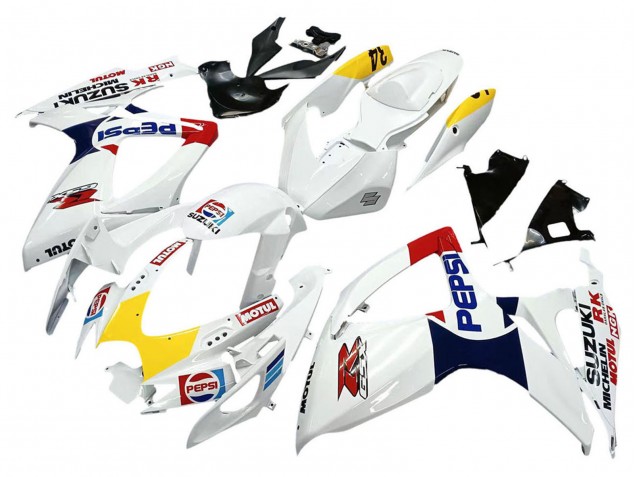 Billigste Suzuki GSXR 600 / GSXR 750 Motorrad Verkleidung 2006-2007 - Weiss Rot Gelb Motul