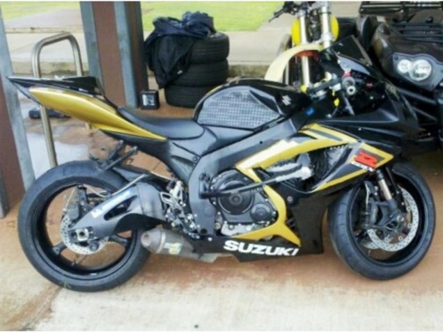 Billigste Suzuki GSXR 600 / GSXR 750 Motorrad Verkleidung 2006-2007 - Gold Glanzendes Schwarz Rot