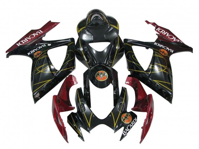 Billigste Suzuki GSXR 600 / GSXR 750 Motorrad Verkleidung 2006-2007 - Glanzendes Schwarz Rot Gold
