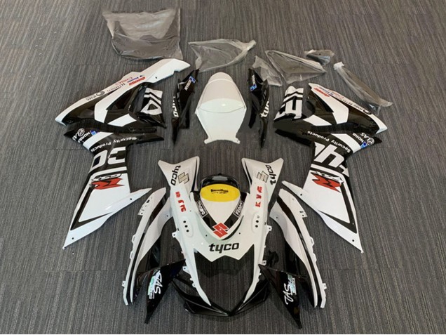 Billigste Suzuki GSXR 600 / GSXR 750 Motorrad Verkleidung 2008-2010 - Weiss Gelb Schwarz Tyco