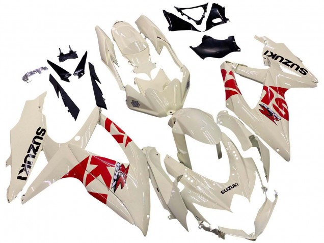 Billigste Suzuki GSXR 600 / GSXR 750 Motorrad Verkleidung 2008-2010 - Creme Weiss Rot Schwarz
