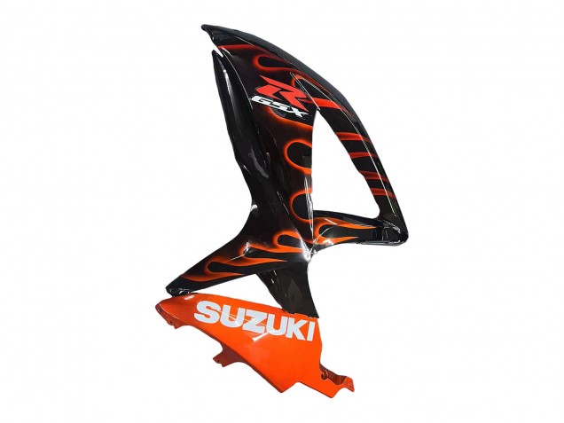 Billigste Suzuki GSXR 600 / GSXR 750 Motorrad Verkleidung 2008-2010 - Glanzendes Schwarz Orange Flamme