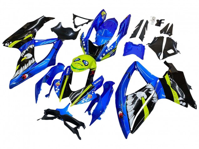 Billigste Suzuki GSXR 600 / GSXR 750 Motorrad Verkleidung 2008-2010 - Blau Fluoreszierendes Grun Hai