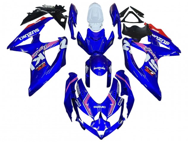 Billigste Suzuki GSXR 600 / GSXR 750 Motorrad Verkleidung 2008-2010 - Weiss Blau Rosa Ecstar Motul