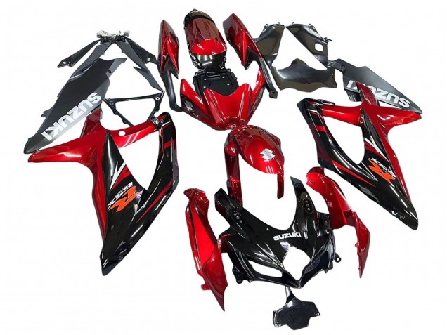Billigste Suzuki GSXR 600 / GSXR 750 Motorrad Verkleidung 2008-2010 - Rot Glanzendes Schwarz