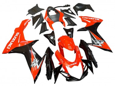 Billigste Suzuki GSXR 600 / GSXR 750 Motorrad Verkleidungen Kit 2011-2024 - Rot Glanzendes Schwarz