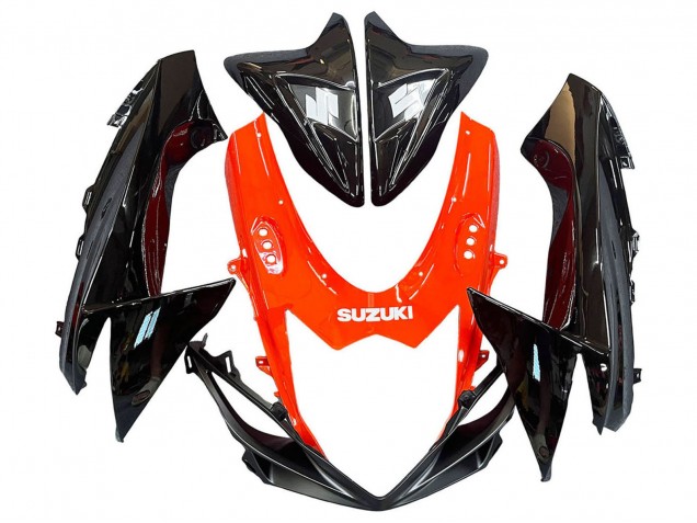 Billigste Suzuki GSXR 600 / GSXR 750 Motorrad Verkleidungen Kit 2011-2024 - Rot Glanzendes Schwarz