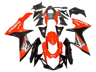 Billigste Suzuki GSXR 600 / GSXR 750 Motorrad Verkleidungen Kit 2011-2024 - Rot Glanzendes Schwarz