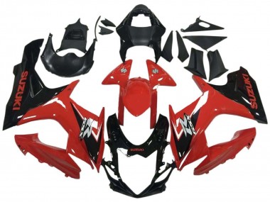 Billigste Suzuki GSXR 600 / GSXR 750 Motorrad Verkleidung 2011-2024 - Rot Glanzendes Schwarz