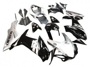 Billigste Suzuki GSXR 600 / GSXR 750 Motorrad Verkleidung 2011-2024 - Glanzendes Schwarz Silber