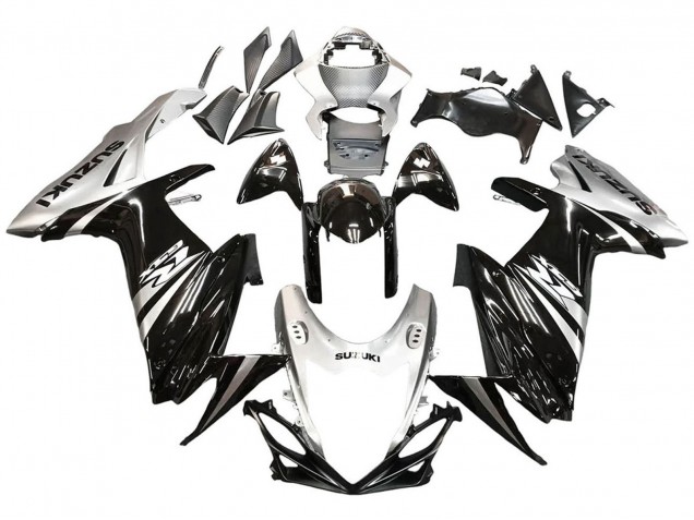 Billigste Suzuki GSXR 600 / GSXR 750 Motorrad Verkleidung 2011-2024 - Glanzendes Schwarz Silber