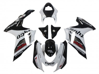 Billigste Suzuki GSXR 600 / GSXR 750 Motorrad Verkleidung 2011-2024 - Weiss Schwarz Tyco Leuchtfeuer