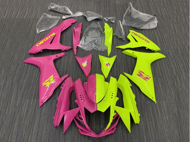 Billigste Suzuki GSXR 600 / GSXR 750 Motorrad Verkleidung 2011-2024 - Rosa Gelb Geteiltes