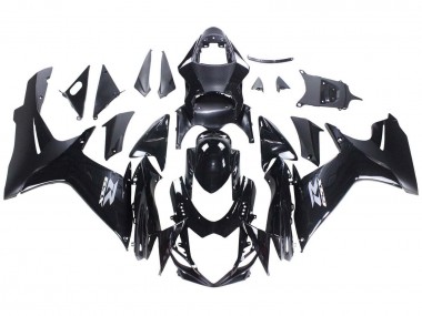 Billigste Suzuki GSXR 600 / GSXR 750 Motorrad Verkleidung 2011-2024 - Glanzendes Schwarz Matt Schwarz Weiss Aufkleber