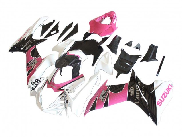 Billigste Suzuki GSXR 600 / GSXR 750 Motorrad Verkleidung 2011-2024 - Weiss Rosa Schwarz Corona