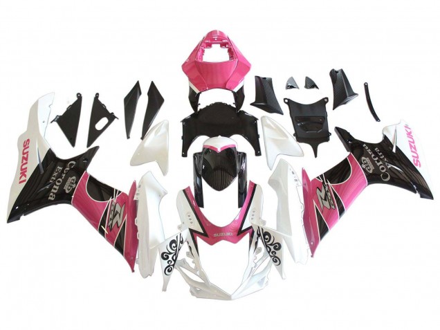 Billigste Suzuki GSXR 600 / GSXR 750 Motorrad Verkleidung 2011-2024 - Weiss Rosa Schwarz Corona