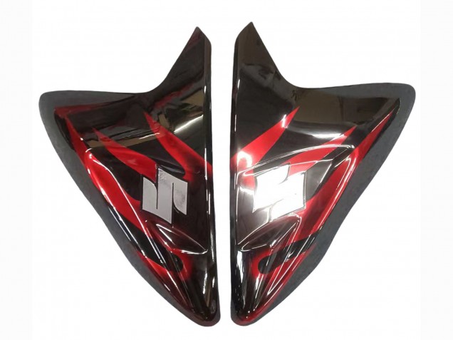 Billigste Suzuki GSXR 600 / GSXR 750 Motorrad Verkleidung 2011-2024 - Glanzendes Schwarz Rot Flamme