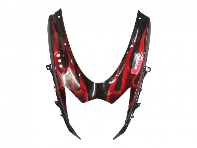 Billigste Suzuki GSXR 600 / GSXR 750 Motorrad Verkleidung 2011-2024 - Glanzendes Schwarz Rot Flamme